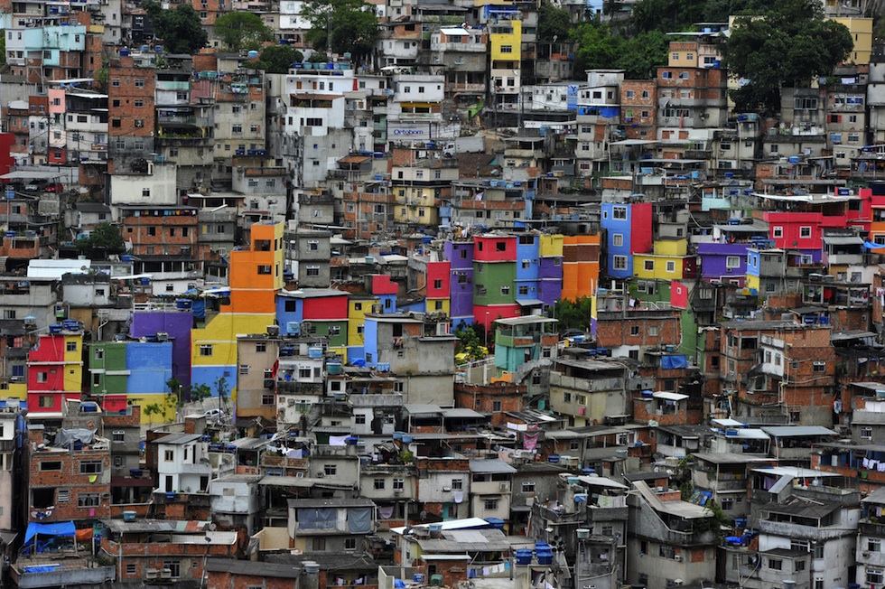 View of the Rocinha shantytown in Rio de